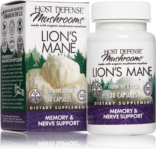 Host Defense, Lion's Mane Capsules, Promotes Mental Clarity,