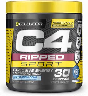 美国代购C4 Ripped Sport Pre Workout Powder Arctic Snow Cone