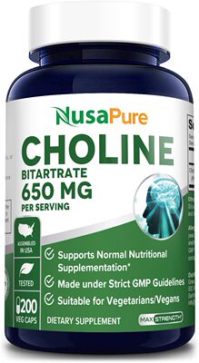 美国代购NusaPure Choline Bitartrate 650 mg.200 Veggie Capsul