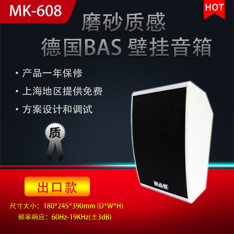 德国BAS 8寸KTV音响会议音箱拉卡OK套餐卡包箱壁挂喇叭MK-608