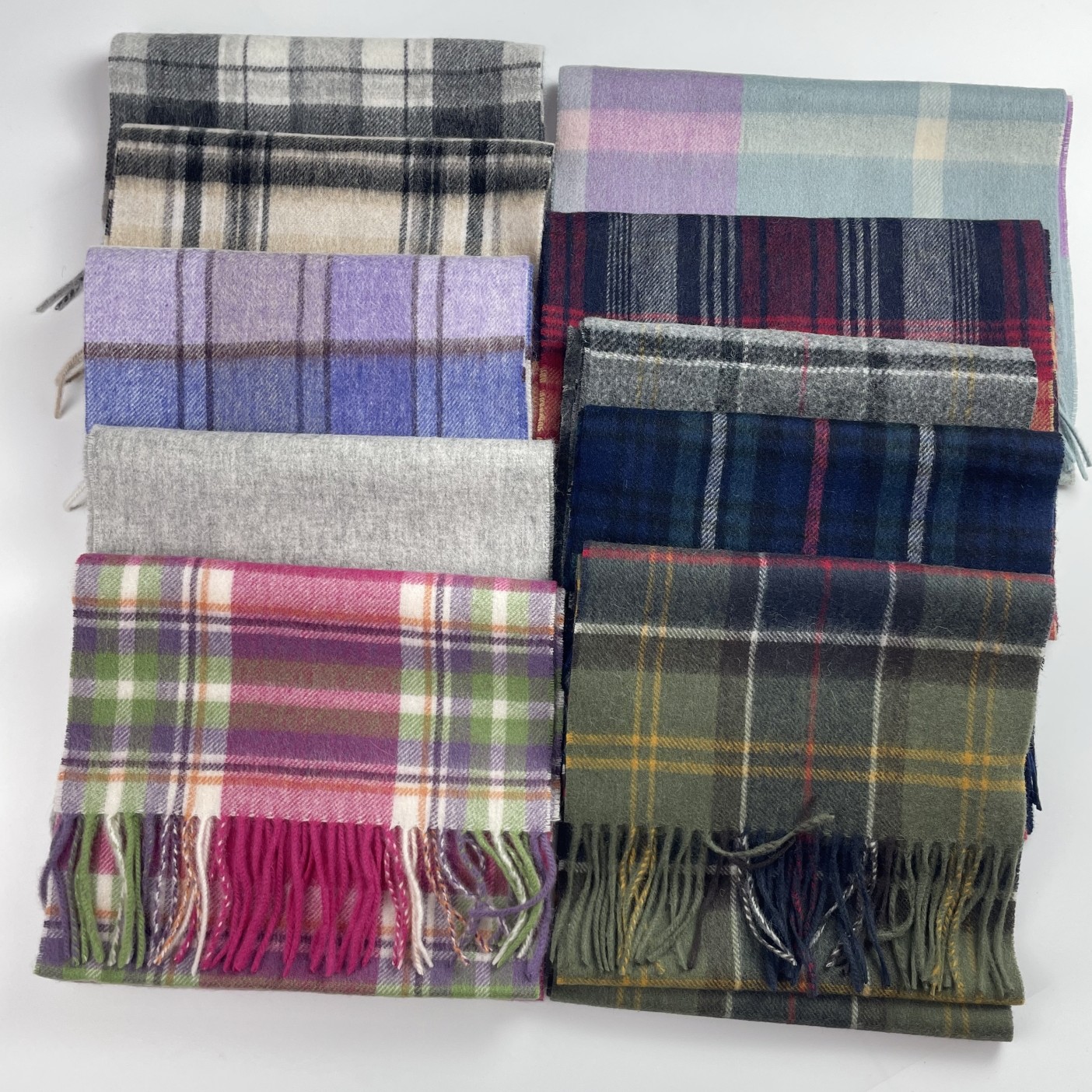 羊毛英伦格子围巾长款流苏保暖