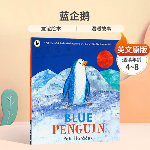 英文原版 Blue Penguin 蓝企鹅友谊和归属感的温馨寓言友谊绘本 温暖故事 平装 绘本4-8岁