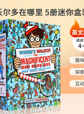 英文原版Where's Waldo? The Magnificent Mini Book Box 沃尔多在哪里5册迷你盒装搜索和查找益智冒险 趣味活动 探索世界