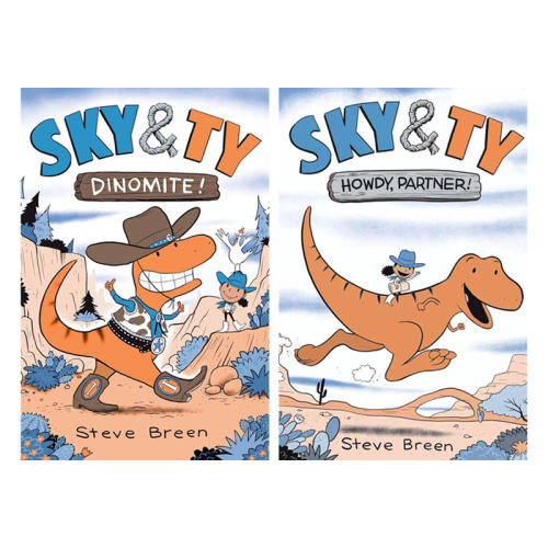 英文原版斯凯和霸王龙系列2本Sky & Ty 1: Howdy, Partner!你好搭档/Sky & Ty 2: Dinomite!恐龙矿幽默温馨全彩漫画冒险