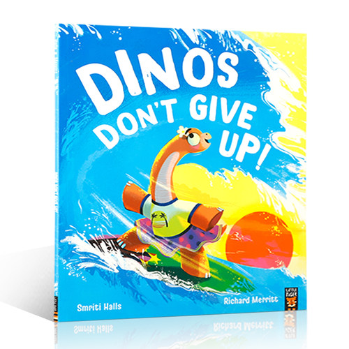 英文原版绘本 Dinos Don't Give Up 恐龙不会放弃讲述发现勇气和建立决心的故事4-8岁押韵文本品格塑造恐龙主题儿童启蒙图画书
