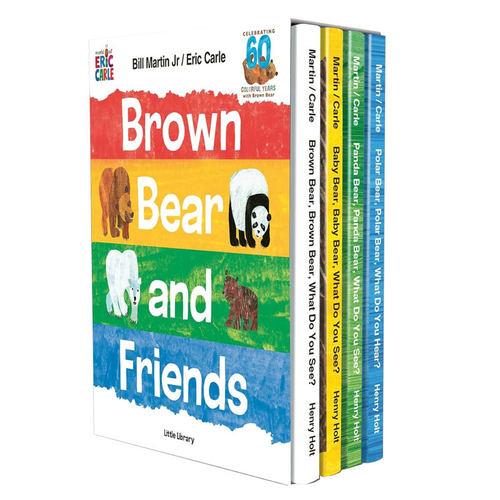 英文原版Brown Bear and Friends Little Library棕熊和朋友们4册盒装60周年纪念版艾瑞卡尔经典绘本精装绘本4-8岁动物主题