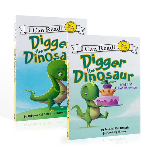 英文原版Digger The Dinosaur小恐龙迪格系列2册My First I Can Read分级读物 儿童英语启蒙认知绘本 亲子共读趣味故事图画书