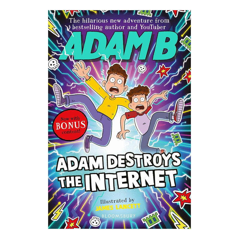 英文原版Adam B #2: Adam Destroys the Internet亚当2 摧毁互联网穿越互联网爆笑冒险幽默小说 黑白插图 冒险故事平装14岁+