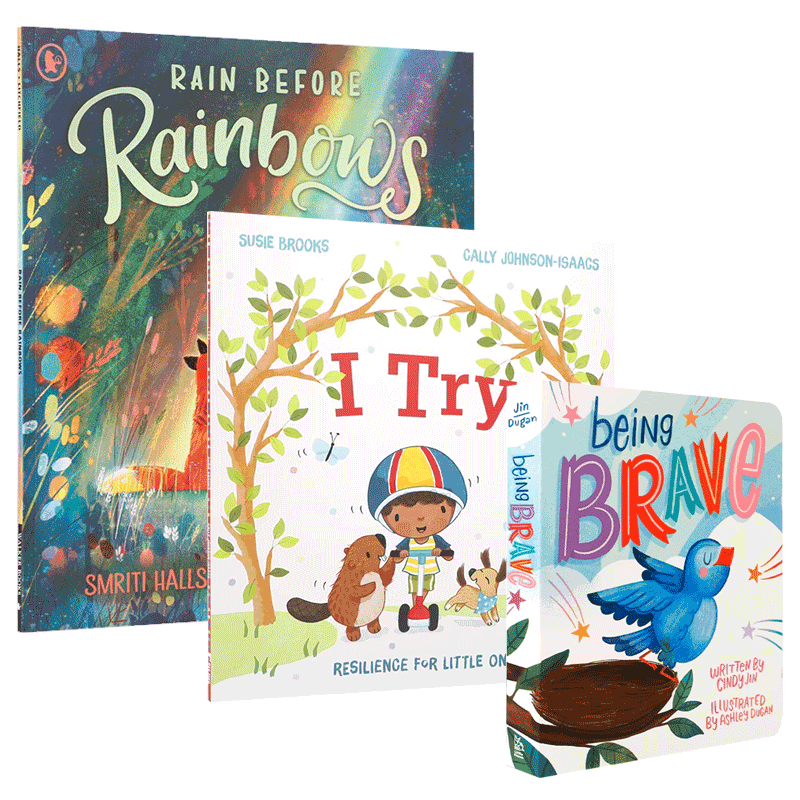 英文原版绘本Rain Before Rainbows 平装 /Being Brave/ I try 绘本 平装关于勇气和希望绘本 系列3本