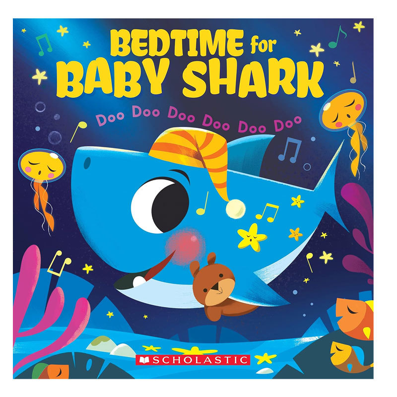 英文原版  Bedtime for Baby Shark 鲨鱼宝宝睡觉时间 韵文儿歌卡通动画幼儿启蒙认知想象力培养全彩图画书歌唱故事平装绘本