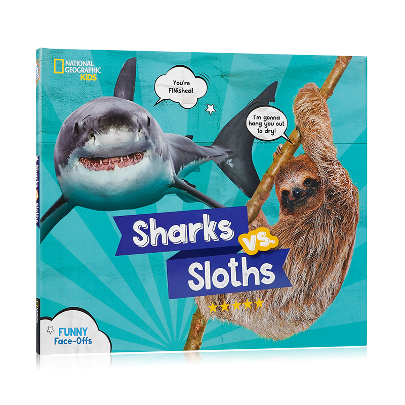 英文原版进口Sharks vs. Sloths鲨鱼对树懒  国家地理儿童书籍 中小学生英语课外阅读读物 少儿动物知识科普认知百科全书图鉴书