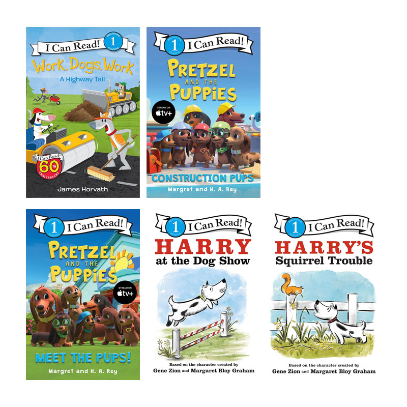 英文原版Work, Dogs, Work工作, 狗, 工作公路的尾巴I Can Read Level 1 系列5本儿童英语课外阅读读物 HarperCollins出版