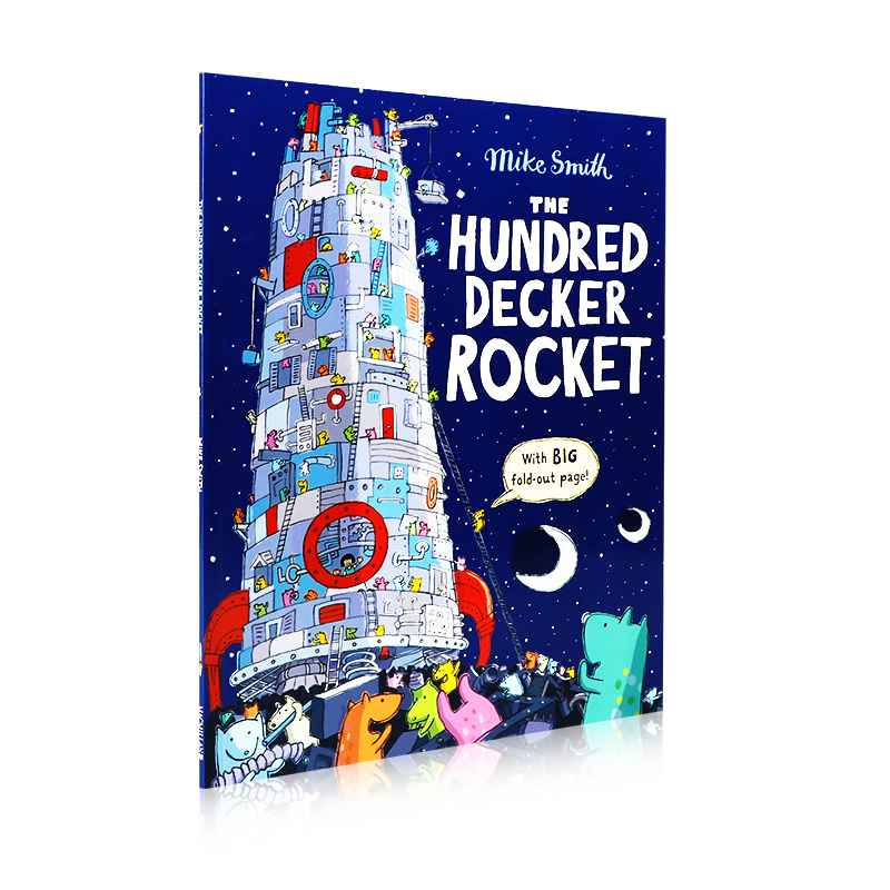 原版绘本 The Hundred Decker Rocket一百层的火箭 儿童入门科普启蒙认知绘本 大型折叠翻页 开发宝宝想像 锻炼观察力脑力