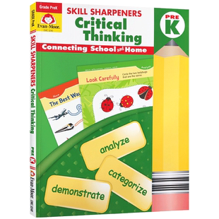 英文原版 学龄前儿童幼儿园练习册Skill Sharpeners Critical Thinking Grade Pre-K 技能铅笔刀系列：批判性思维 教材教辅书3-6岁