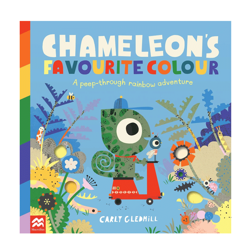 英文原版 Chameleon's Favourite Colour 变色龙最喜欢的颜色 Macmillan Children's Books2-6岁儿童早教启蒙趣味互动洞洞书