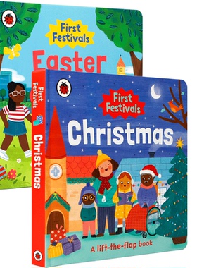 First Festivals/Easter/Christmas  第一个节日 系列2本 圣诞节日 探索世界 翻翻机关 2-6岁节日主题启蒙纸板翻翻书