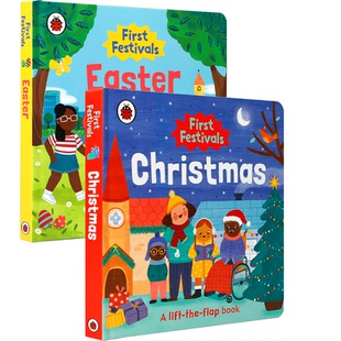 圣诞节日 6岁节日主题启蒙纸板翻翻书 Easter 翻翻机关 探索世界 系列2本 第一个节日 Christmas Festivals First