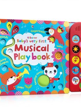 预售Usborne出品Baby's Very First Touchy-Feely Musical Playbook 纸板触摸翻翻发声书儿童启蒙英语童书读物英文原版进口绘本
