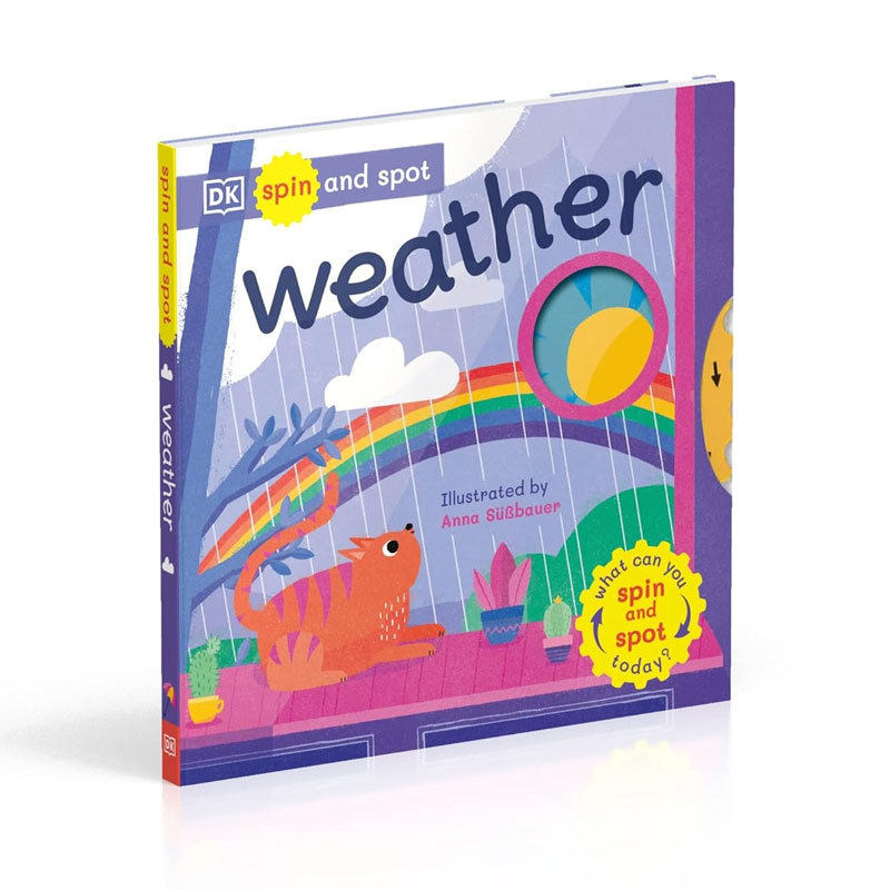 英文原版Spin and Spot: WeatherDK转转学天气了解不同类型的天气趣味认知 天气概念 互动机关纸板绘本科普入门了解世界2-6岁