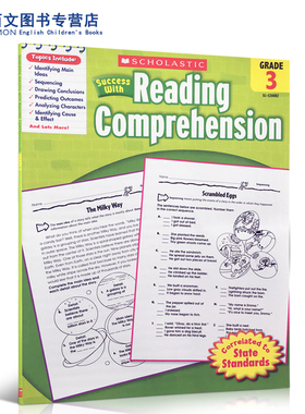 学乐英文原版Scholastic Success with Reading comprehension 3美国小学三年级英语阅读理解练习册进口教材全英文版课后作业