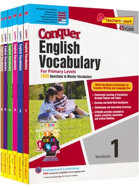 英文原版 SAP新加坡小学教材练习册 Conquer English Vocabulary Workbook 1-6年级攻克英语词汇系列  英语词汇教辅 7-12岁 平装