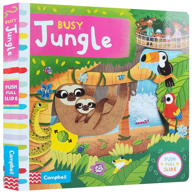 原版Busy book系列Jungle忙碌的丛林Campbell Books宝宝启蒙认知手指机关推拉书绘本Fire Station/zoo公园Park机场Airport pets