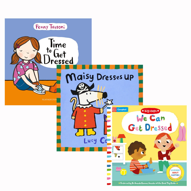 【部分送音频】英文原版Lucy Cousins: Maisy Dresses Up /Time to Get Dressed 儿童启蒙穿衣服行为习惯平装绘本 系列3册