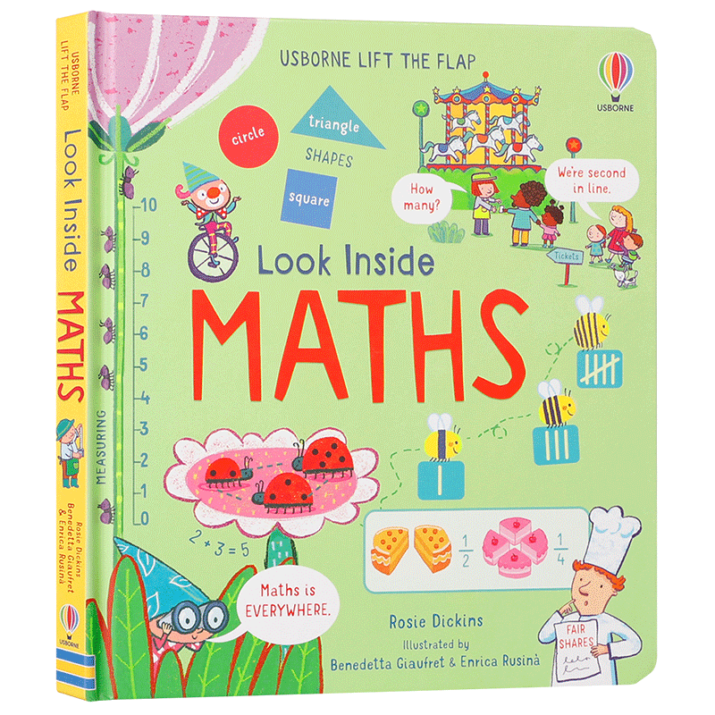 Usborne英文原版Look Inside Maths数学 3-5岁低幼儿童英语启蒙认知绘本 亲子互动共读早教书  宝宝数学启蒙纸板翻翻书