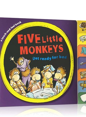 英文原版绘本  Five Little Monkeys get ready for bed bb 五只小猴纸板书 儿童启蒙读本 可搭jumping on the bed