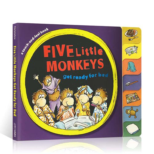 英文原版绘本  Five Little Monkeys get ready for bed bb 五只小猴纸板书 儿童启蒙读本 可搭jumping on the bed