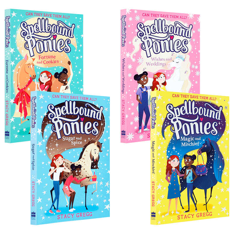 英文原版Spellbound Ponies#1-4被诅咒的小马系列4本 HarperCollins出版儿童英语课外阅读魔幻故事桥梁章节书Magic and Mischief