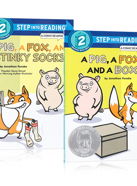 英文原版A Pig, a Fox 系列2册一只猪，一只狐狸系列2册a Box/Stinky Socks儿童英语早教启蒙分级阅读书Step Into Reading Level 2