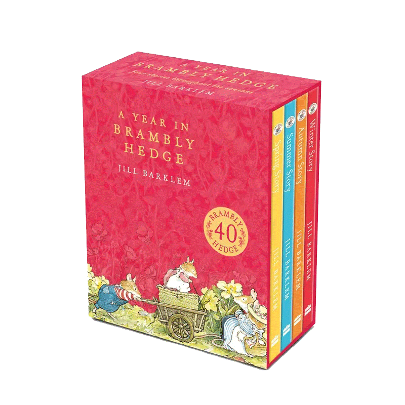 英文原版 A Year in Brambly Hedge野蔷薇村的一年4册 野蔷薇村的一年 儿童英伦田园童话故事 40周年盒装纪念版