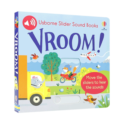 英文原版滑条发声书：呜-呜-车辆发动Slider Sound Books: Vroom! 2-6岁低幼儿童启蒙 多感官认知 交通工具滑条设计平装发声书