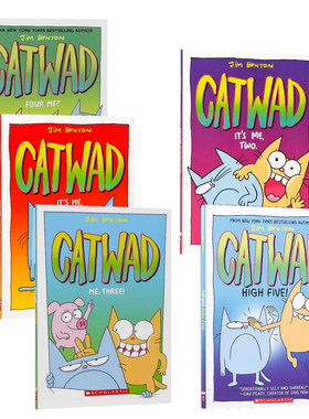 送音频英文原版蓝猫凯特Catwad It's Me/It's Me, Two/Me, Three!/Four Me?鬼马喜猫是我系列5本课外阅读幽默桥梁漫画英语