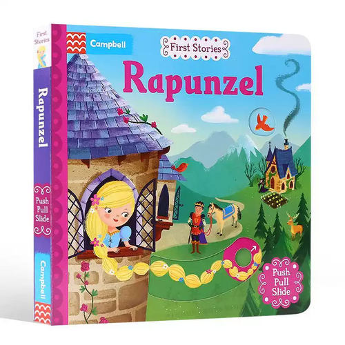 英文原版First Stories: Rapunzel长发公主经典儿童童话故事篇启蒙1-2-3-4-5岁儿童操作活动纸板书读物认知机关游戏书亲子共读