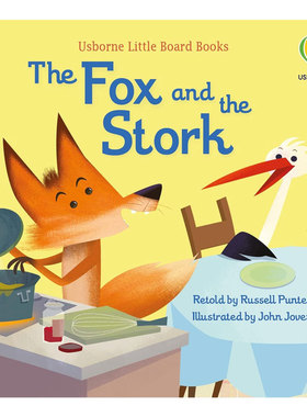 预售英文原版The Fox and the Stork狐狸和鹤尤斯伯恩小小纸板故事书绘本故事 寓言故事 亲子读物纸板绘本童话寓言/神话传说2-6岁