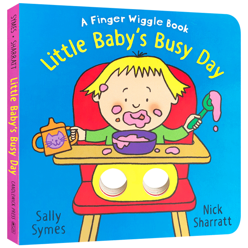 英文原版Little Baby's Busy Day: A Finger Wiggle Book小宝宝的忙碌日低幼儿童英语启蒙图画书绘本洞洞书Candlewick正版进口童书