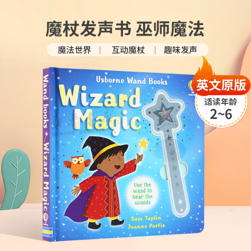 英文原版Wand Books: Wizard Magic魔杖发声书 巫师魔法实现魔法的发声书魔法世界 趣味发声纸板发声书奇幻2-6岁