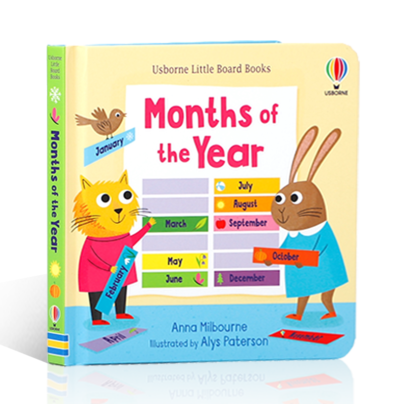 英文原版绘本Little Board Books Months of the Year 小小纸板书:一年中的几月介绍一年中每个月的变化儿童启蒙阅读尤斯伯恩