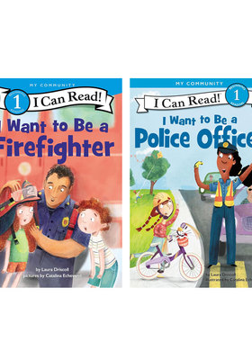 职业认知英文原版绘本分级读物ICR1:I Want to Be a 系列2本 I Want To Be A Police Officer / FirefighterI Can Read level1