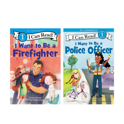 职业认知英文原版绘本分级读物ICR1:I Want to Be a 系列2本 I Want To Be A Police Officer / FirefighterI Can Read level1