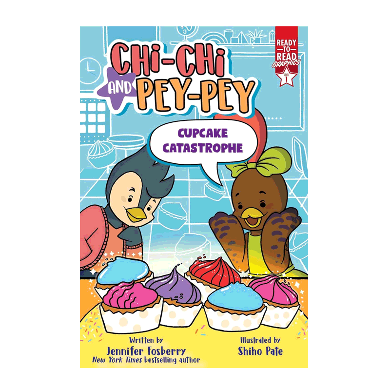 预备阅读漫画1级别:琦琦和佩佩:纸杯蛋糕灾难 Chi-Chi and Pey-Pey: Cupcake Catastrophe4-8岁儿童英语阅读入门分级读物