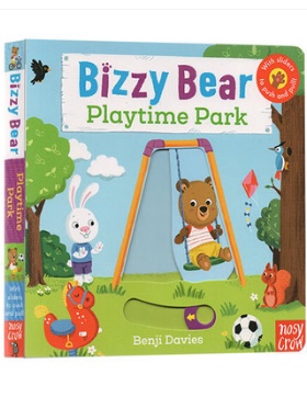 英文原版 Bizzy Bear playtime parkLet's Go and Play  忙碌的小熊很忙系列公园欢乐日 机关抽拉游戏书纸板书1-3岁