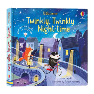 预售英文原版 Twinkly Twinkly Night Time 闪闪发光的夜空 发光书 感受宁静美丽的夜晚 0-2岁幼儿宝宝启蒙益智纸板书Usborne