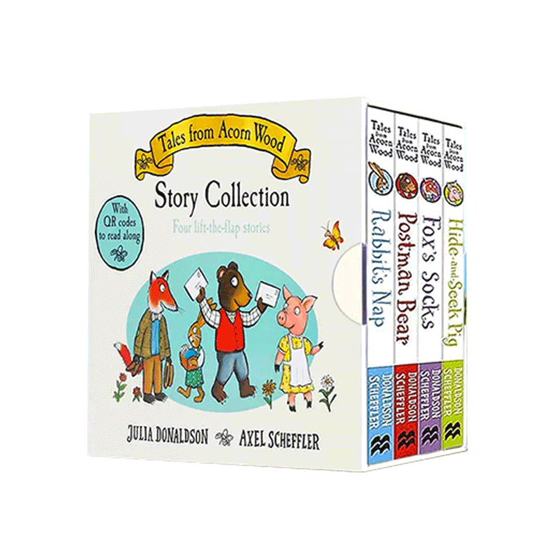 进口英文原版 Tales from Acorn Wood橡树林故事集【1-4】纸板翻翻书绘本Postman Bear/Rabbit's Nap/Fox's Socks儿童课外阅读