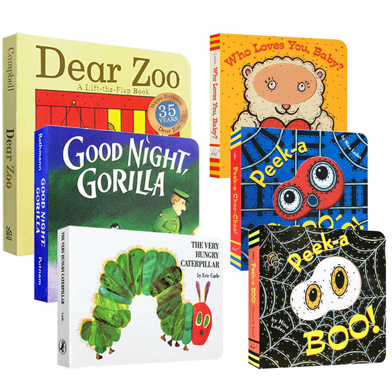 【送音频】廖彩杏吴敏兰书单6册纸板书dear zoo/Good Night, Gorilla晚安大猩猩The Very Hungry Caterpillar启蒙英文原版绘本