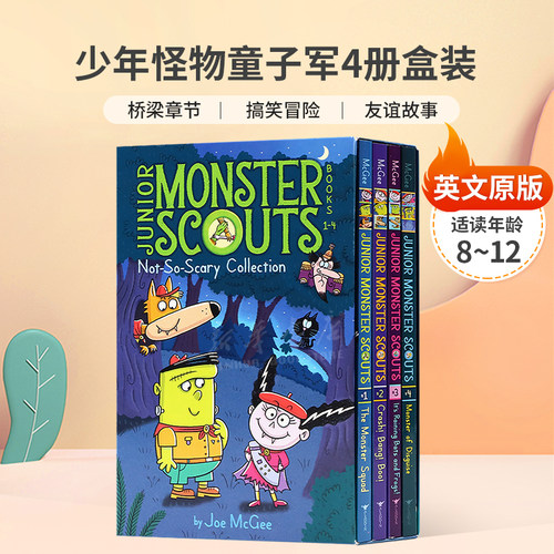 英文原版Junior Monster Scouts Not-So-Scary Collection Books 1-4 (Boxed Set)少年怪物童子军4册盒装爆笑桥梁章节书