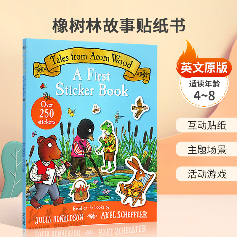 预售英文原版 Tales From Acorn Wood: A First Sticker Book 橡树林故事贴纸书拼图、填色、贴纸游戏 互动贴纸 主题场景 活动游戏