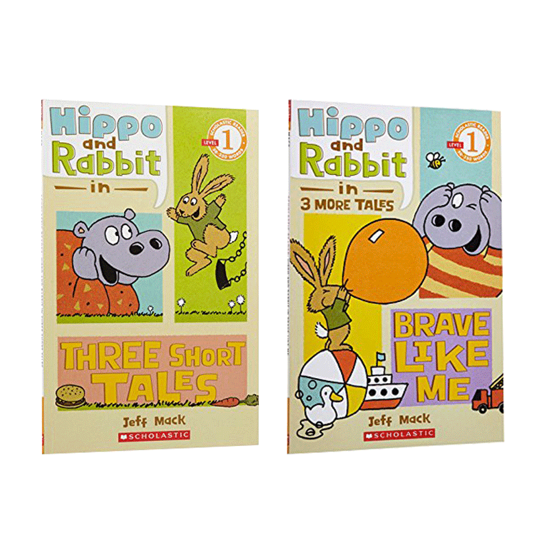 英文原版进口Hippo & Rabbit in 河马和兔子系列2本 中小学生英语课外阅读读物趣味性幽默搞笑桥梁章节漫画书Scholastic学乐出版
